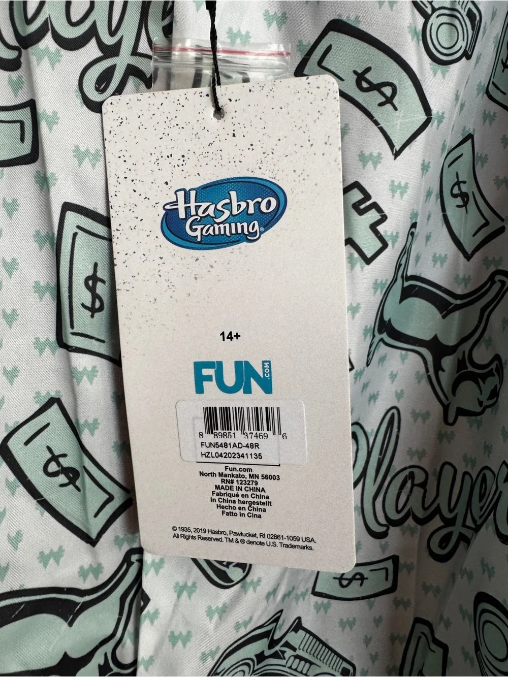 Fun Suits Monopoly Black Blazer Jacket Men’s 48R Hasbro Gaming Party Suit